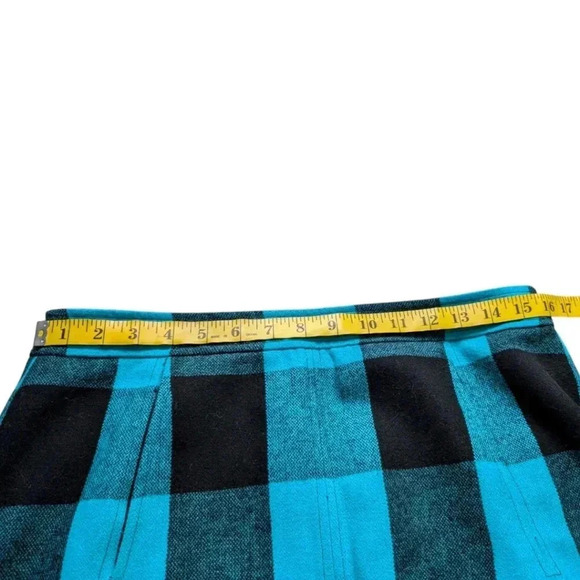 Banana Republic  Mini Skirt Turquoise Black Buffalo Plaid Check Women's size 10 - Picture 9 of 15